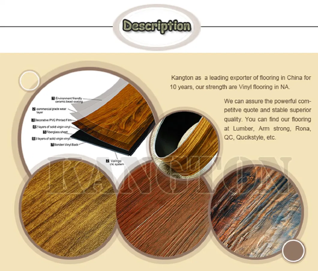 Indoor Lvt Wood Pattern Loose Lay Vinyl Flooring (vinyl flooring)