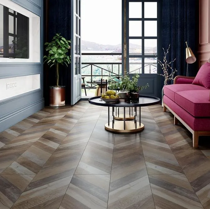 Cheap Non Slip Laminate Herringbone Engineered Smoked Oak Wood Flooring