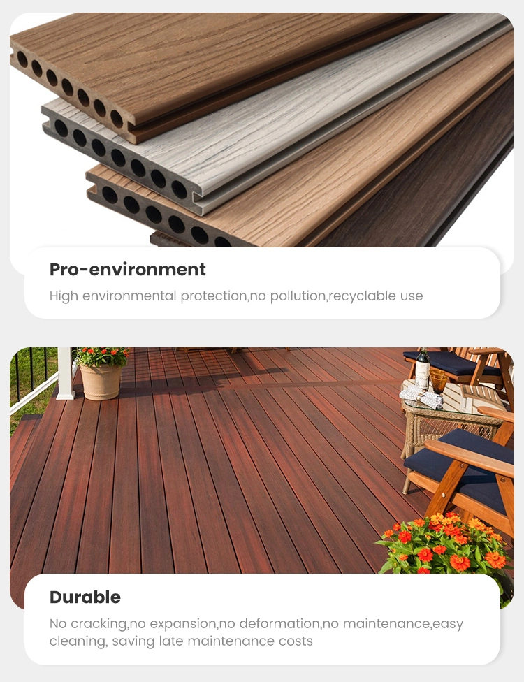 European Brushed Smooth WPC Flooring Wood Plastic Composite Outdoor Decking