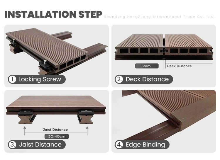 European Brushed Smooth WPC Flooring Wood Plastic Composite Outdoor Decking