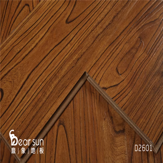 Pisos laminados de madeira multicamadas em parquet com veias de teca