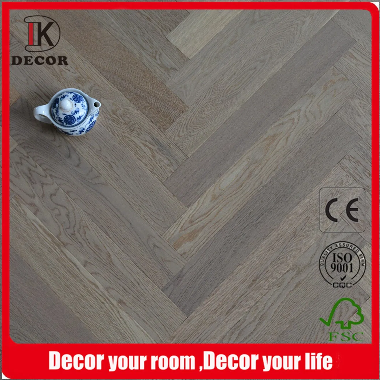 Espinha de carvalho quadrado chanfrado preto piso de madeira de grão natural piso interno