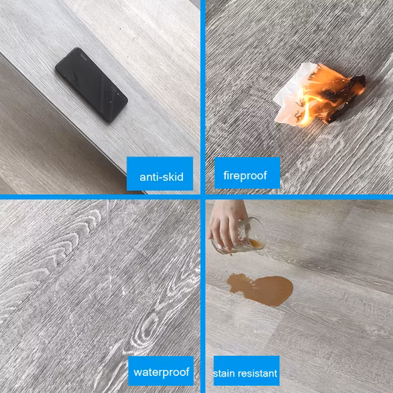 Pisos Spc de grãos de madeira de plástico com padrão 3D Pisos de clique